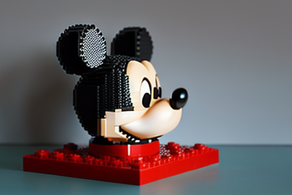 A Lego brick sculpture of Mickey Mouse