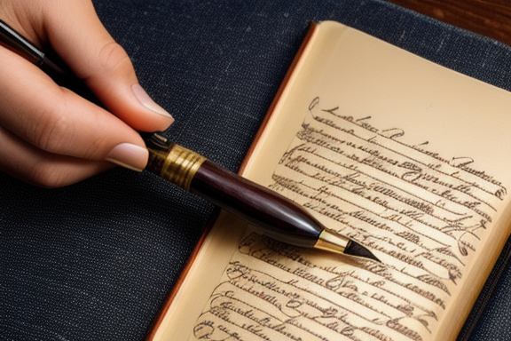 Person writing with a quill pen