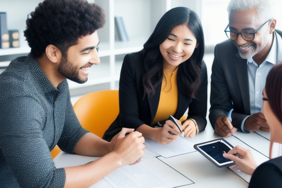 Group of diverse people interacting with user-centered design