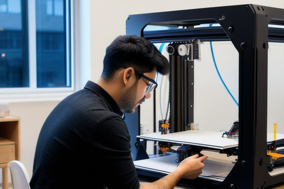 Designer working on a 3D printer