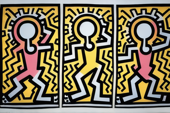 Keith Haring's iconic artwork depicting dancing figures